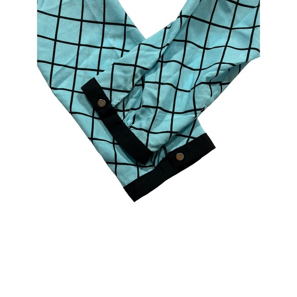 New York & Co Sky Blue w/Black Lines Geometric Pattern Small - Picture 2 of 5